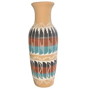 Vintage Navajo Pottery Vase Hand Painted Terra Cotta Signed Litsui 2004‎